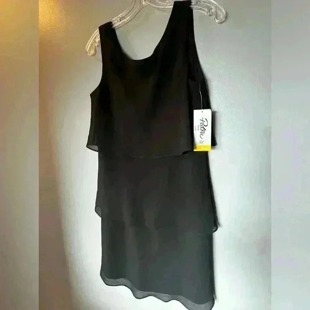 Patra Petite BLACK Formal Layered Dress, Mid Length. Size 6 NWT - Picture 2 of 5